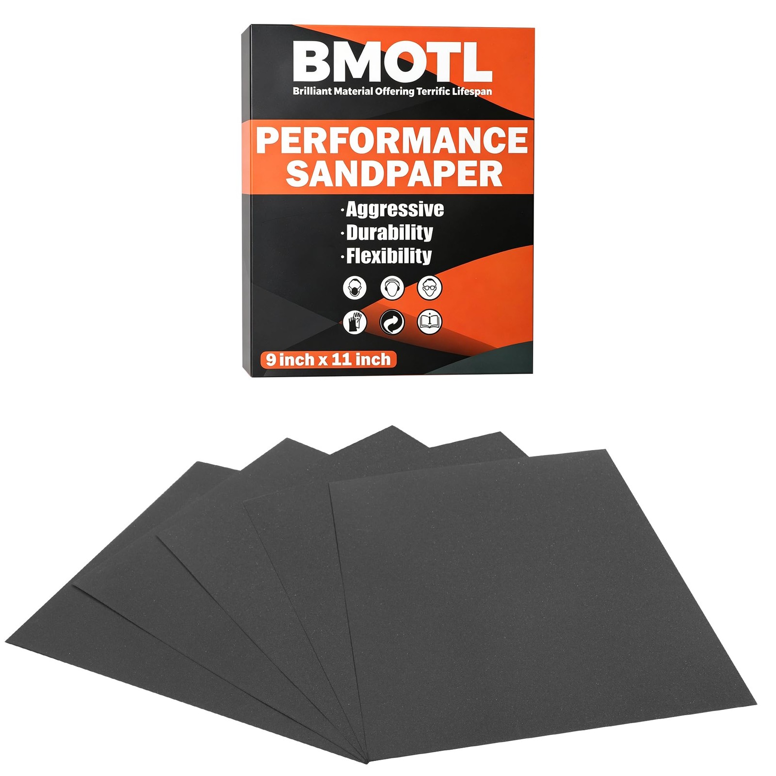 BMOTL 400 Grit Sandpaper Sheets 9×11：12 Pcs Wet Dry Silicon 9*11”, Grey