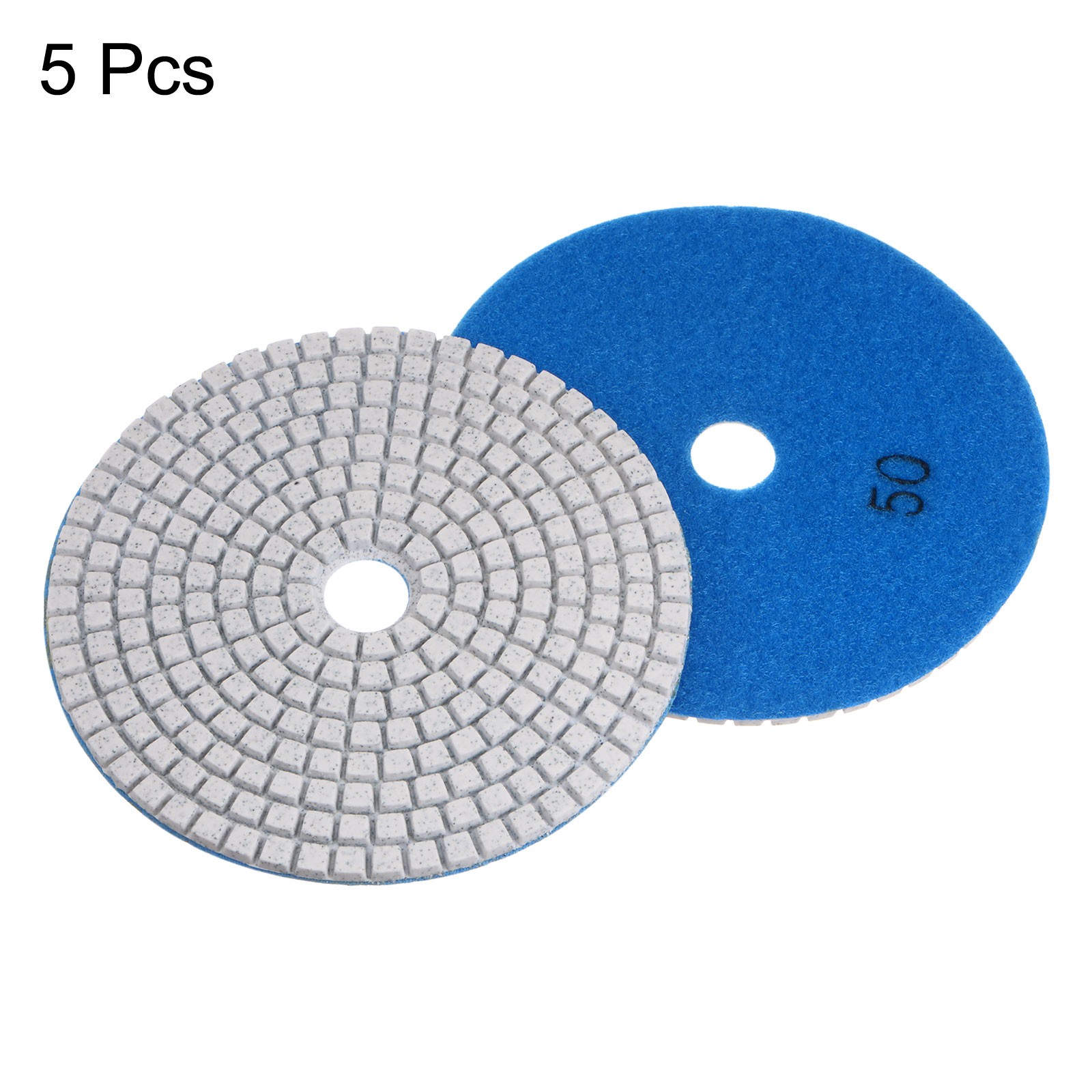 5pcs 5-Inch Grit 50 Diamond Polishing Pads Wet/Dry for Stone Concrete Marble