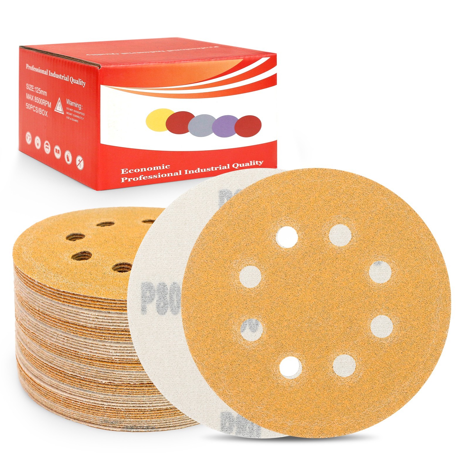 5 inch Sanding Discs 8-Hole Hook Loop for Orbital Sander Paper 80-600 Grit Wet