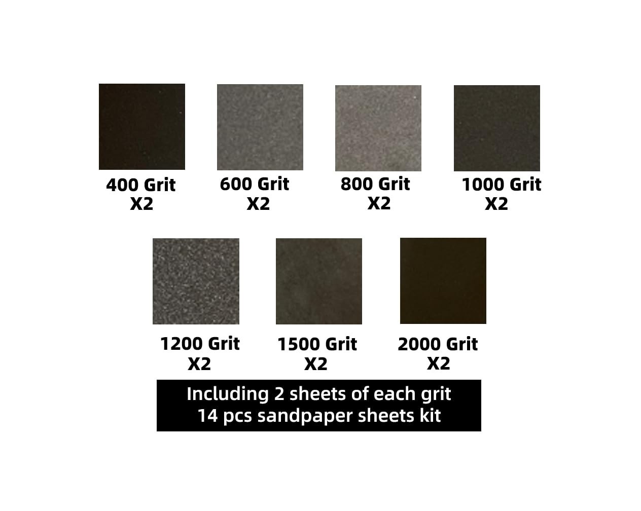 14Pcs Sandpaper 400 to 2000 Grits, Wet and Dry Sandpaper 9X3.6 Inch for Cars Pol