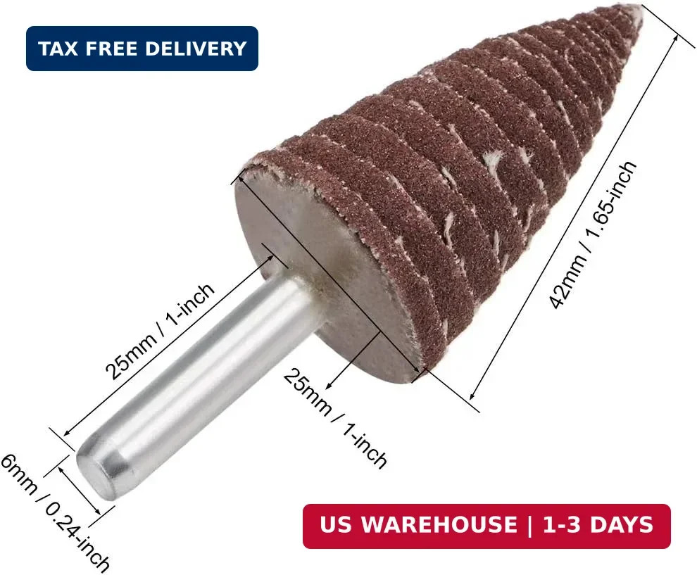 uxcell 25mm Cone Shape Abrasive Flap Wheel 1/4″ Shank for Deburring Sanding Poli