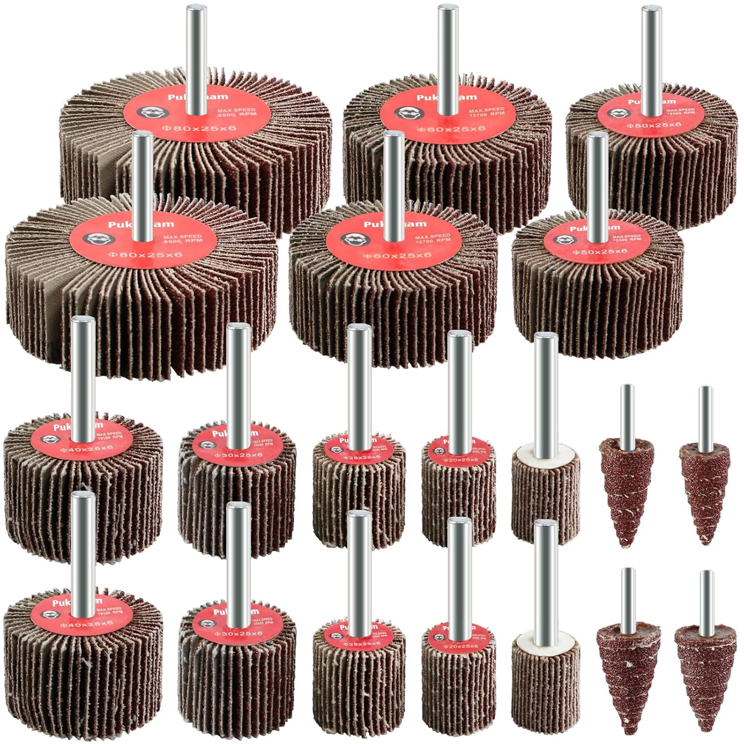 20 Pcs Flap Wheel Sander Set 80 Grit Sanding Wheel for Drill 1/4″ Shank
