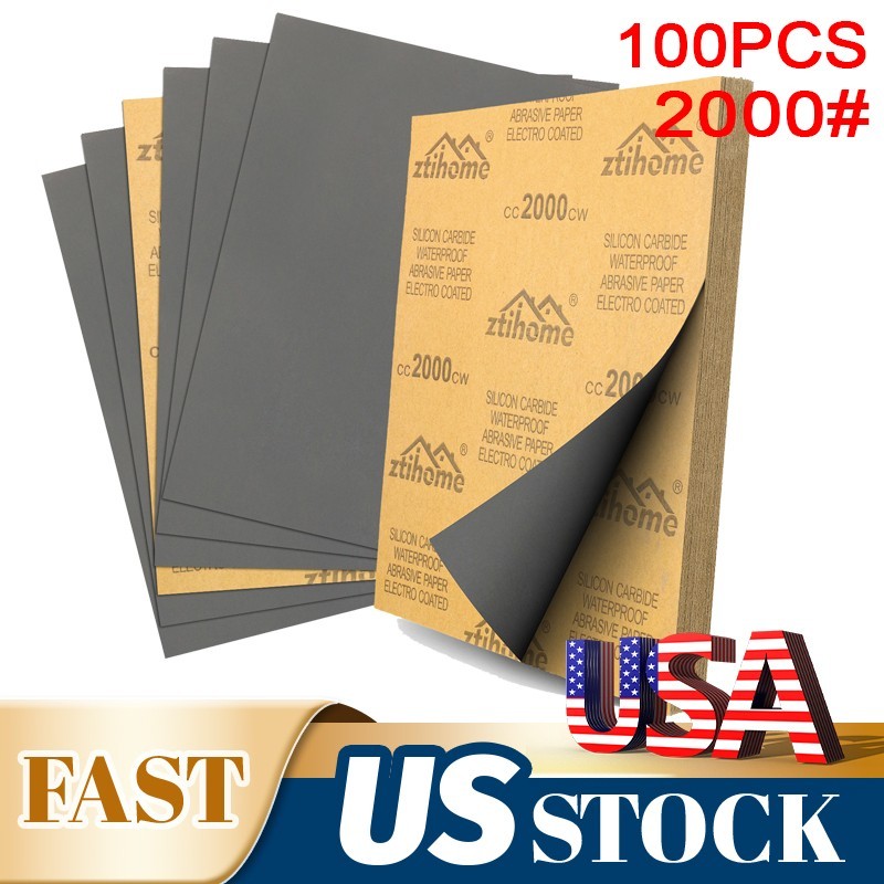 100x Wet Dry Sandpaper 2000 Grit Waterproof Wood Furniture Restoration Polishing