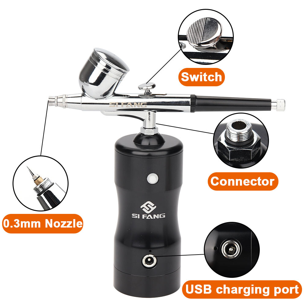 Cordless Airbrush Gun Kit Dual Action Air Spray Gun Compressor Nail Art Paint