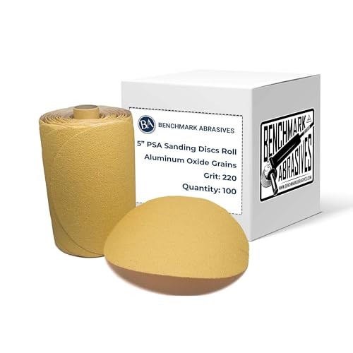 PSA Gold 5 Inch Self Adhesive Sanding Discs w/Aluminum Oxide 5 inch 220 Grit