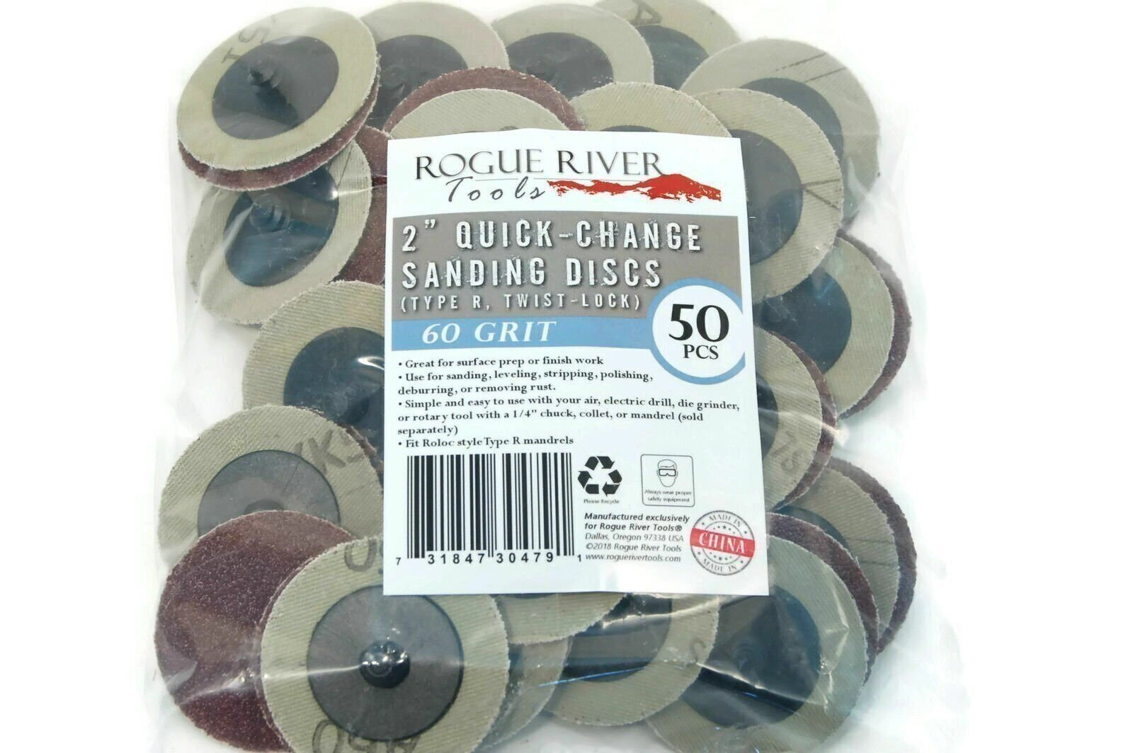 50 PC 2 INCH ROLOC DISCS COARSE 60 GRIT R TYPE SANDING ABRASIVE ROLL LOCK