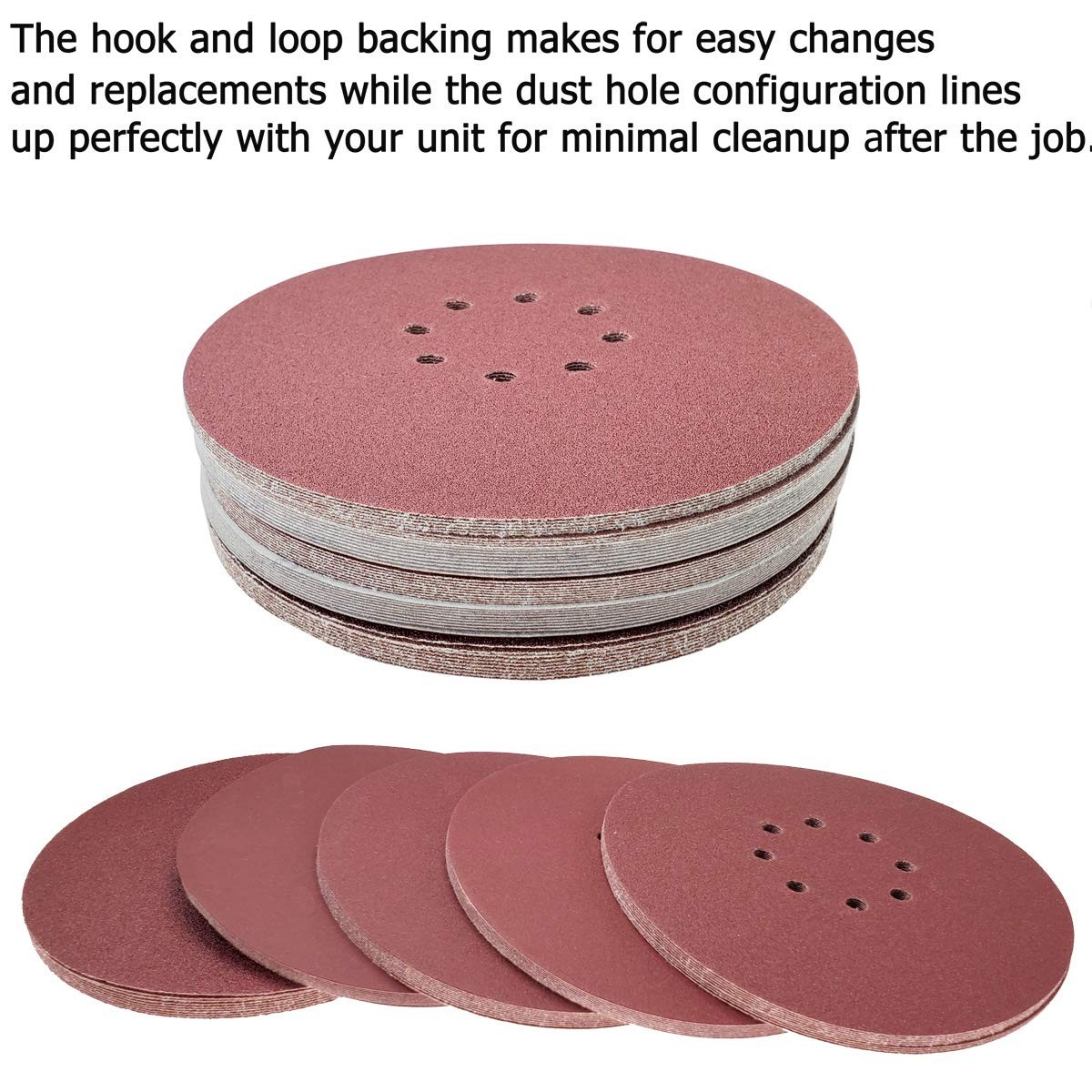 50 PCS 9″ Drywall Sanding Discs – 60-240 Grit Hook-and-Loop Sandpaper for Home U