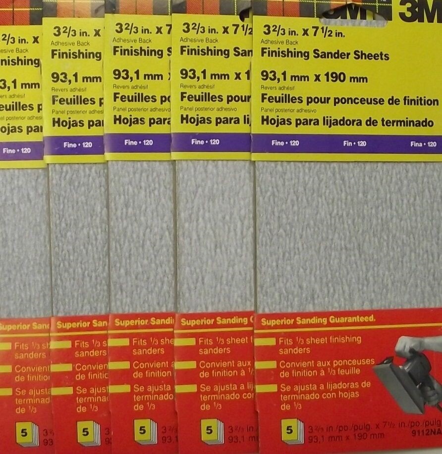 3M 9112NA 3-2/3″ x 7-1/2″ 120 Grit Finishing Sander Sheets 25 Sheets ( 5-5 PKS)