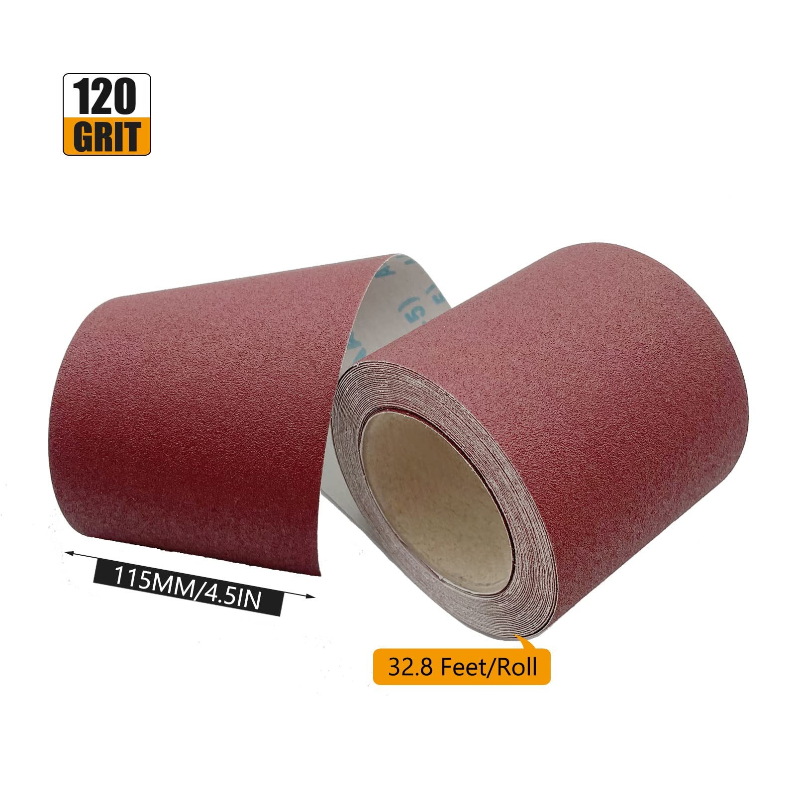 120 Grit Emery Cloth Roll, 4.5 Inch Wide 32.8 Ft Long inch, Brown, Red