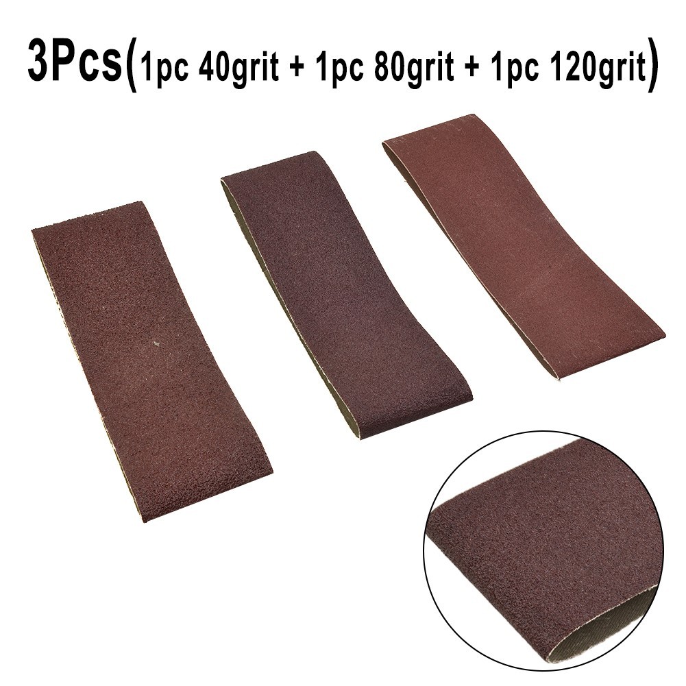 3 Pcs 76*533mm 3*21 Inch Alumina Sand Abrasive Belt 40/80/120 Grit Grinding New