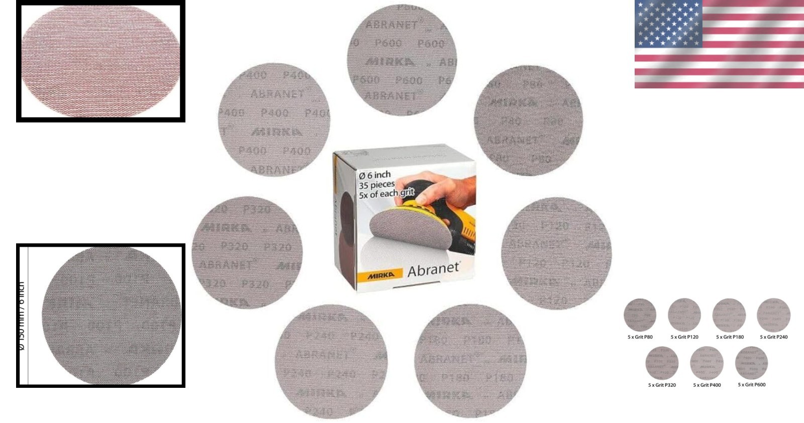 Abranet 6-Inch Sanding Discs – 35pcs Assorted