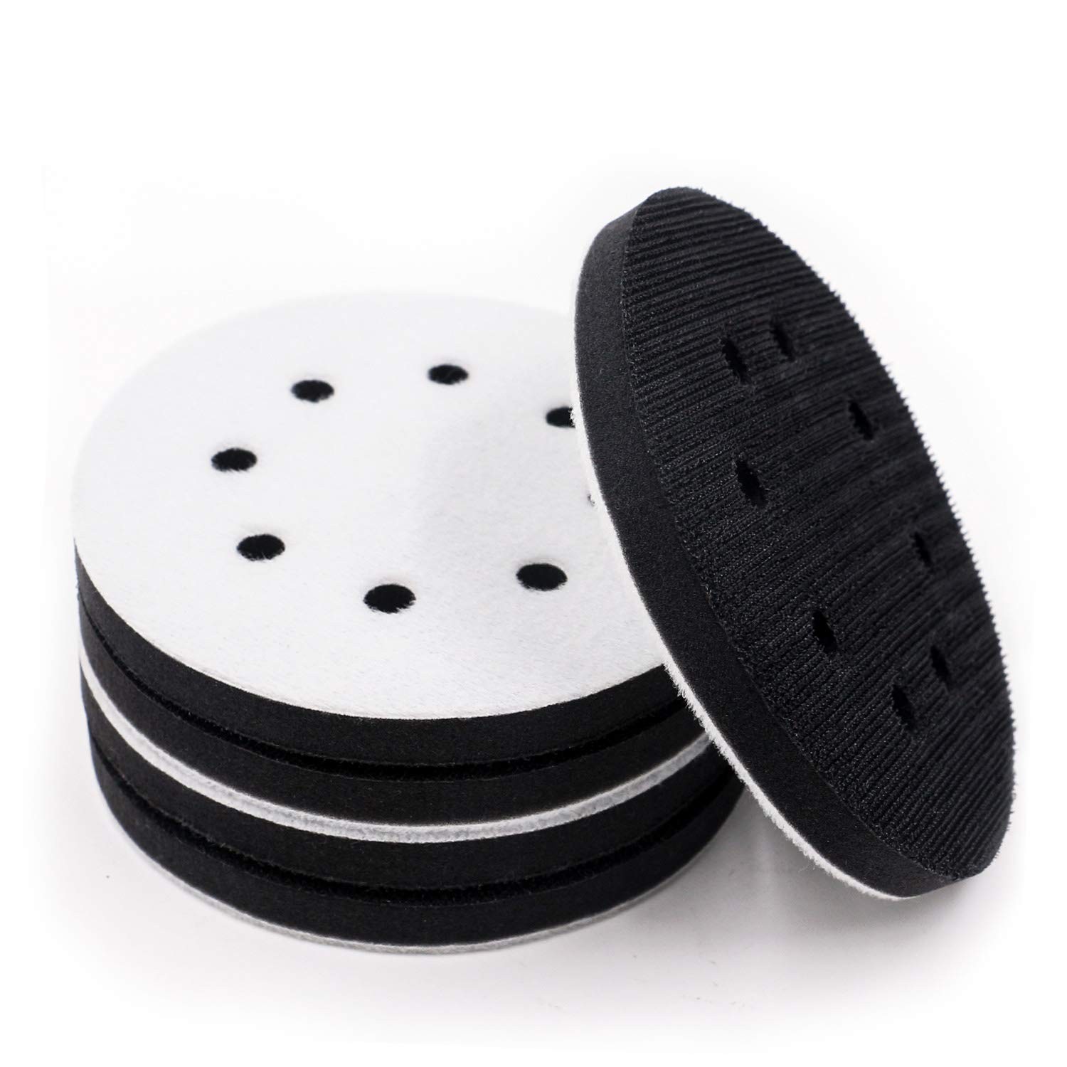 5 Pack 5 Inch 8 Holes Soft Density Interface Pads Hook and Loop 5″ Sponge Cushio