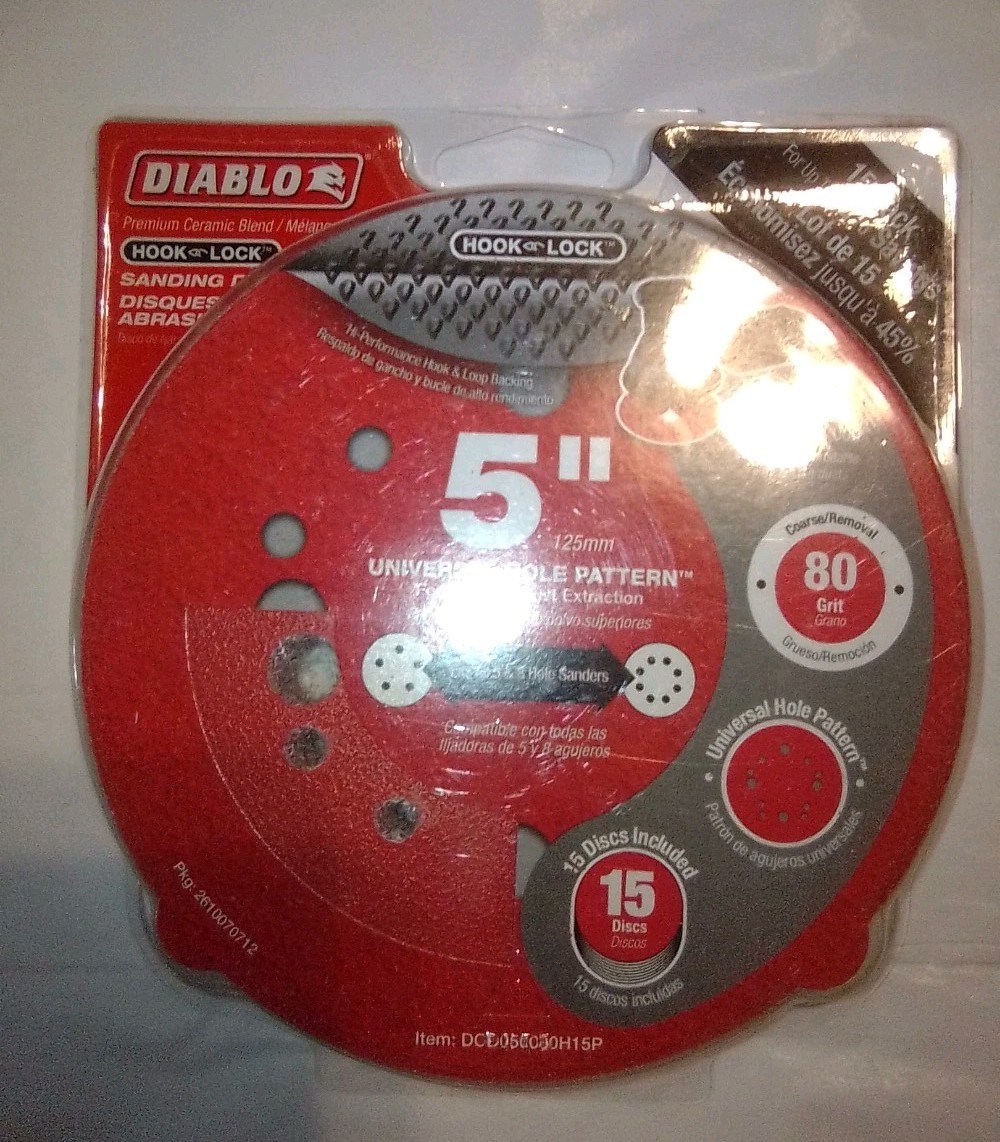 sanding discs diablo 5″/ 125mm 15-pack ceramic blend 80 grit hook and lock new