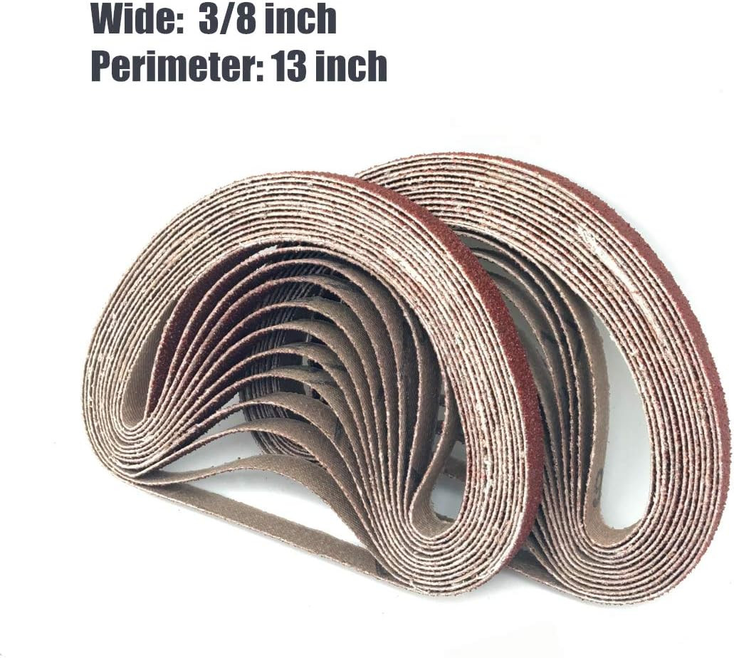 3/8 x 13 Sanding Belts 40 Grit Aluminum Oxide Mini Belt Sander Paper 24 Pack