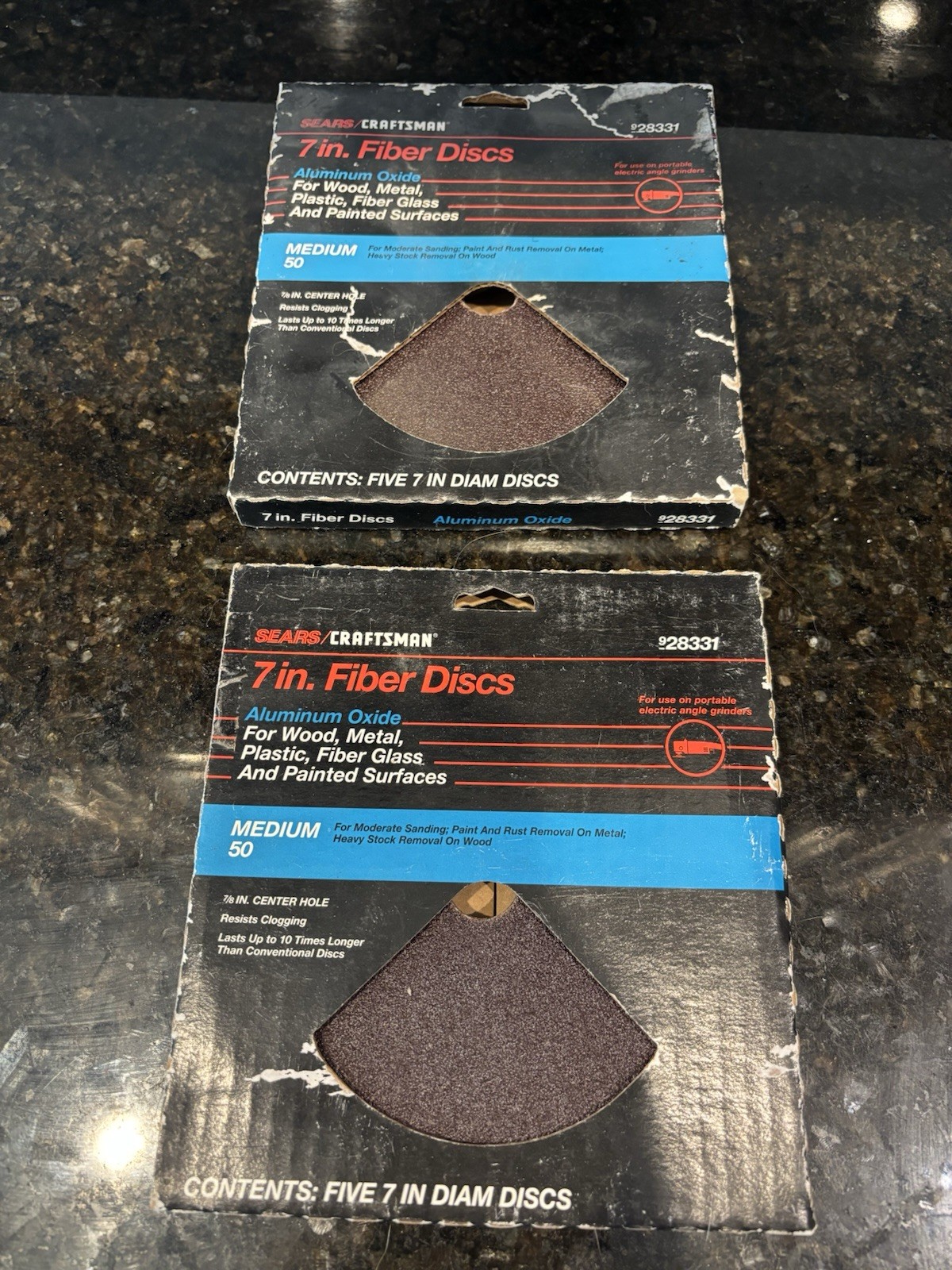 Sears Craftsman Aluminum Oxide 7” Fiber Discs 9 28331 – 50 Grit – Lot Of 2