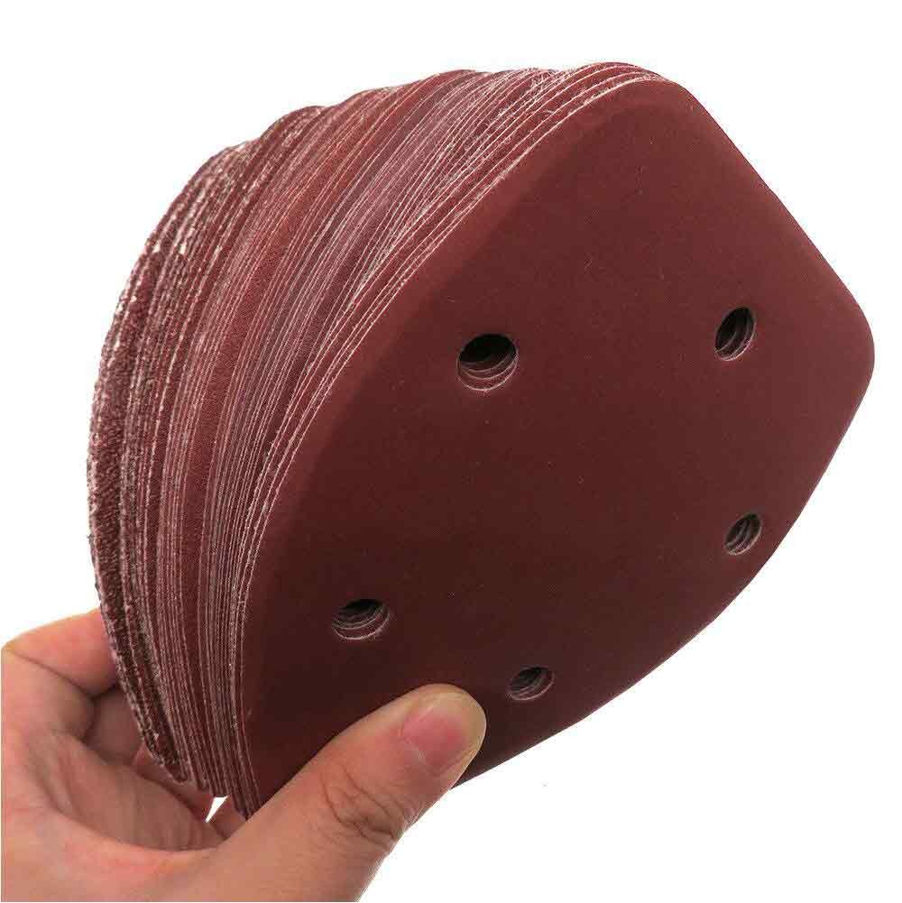 6 Hole Sanding Sheets Triangle Mouse Detail Sander Pads Sandpaper 40-1000 Grit