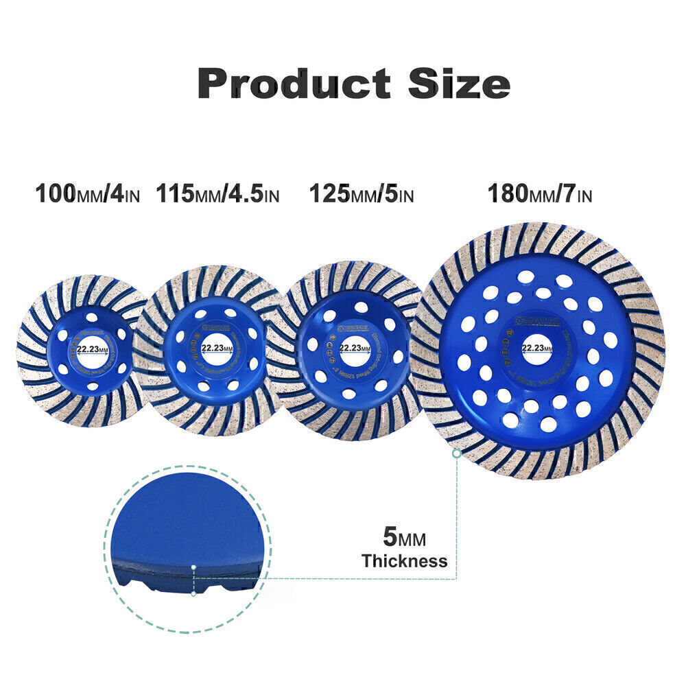 1pc 4/4.5/5/7 inch Diamond Grinding Wheel Turbo Row Grinding Disc for Concrete