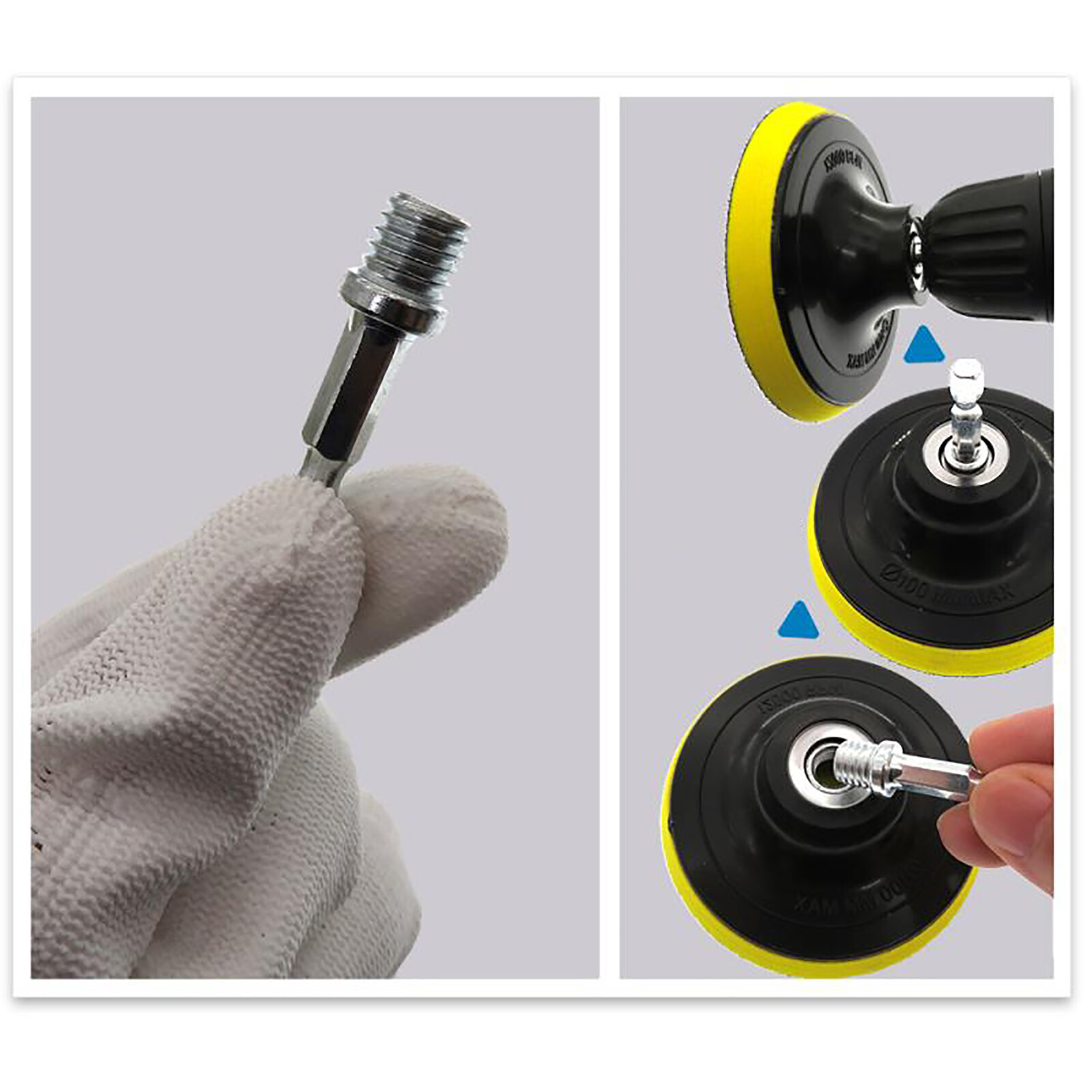 M10 M14 Thread to Power Drill Adapter 1/4″ Hex Shank for Polishing Backing Pads