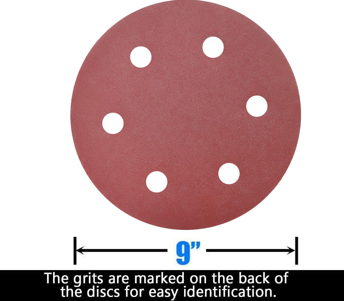 50 PCS 9 Inch 6 Hole 150 Grit Drywall Sanding Discs – 9″ Hook & Loop Aluminum