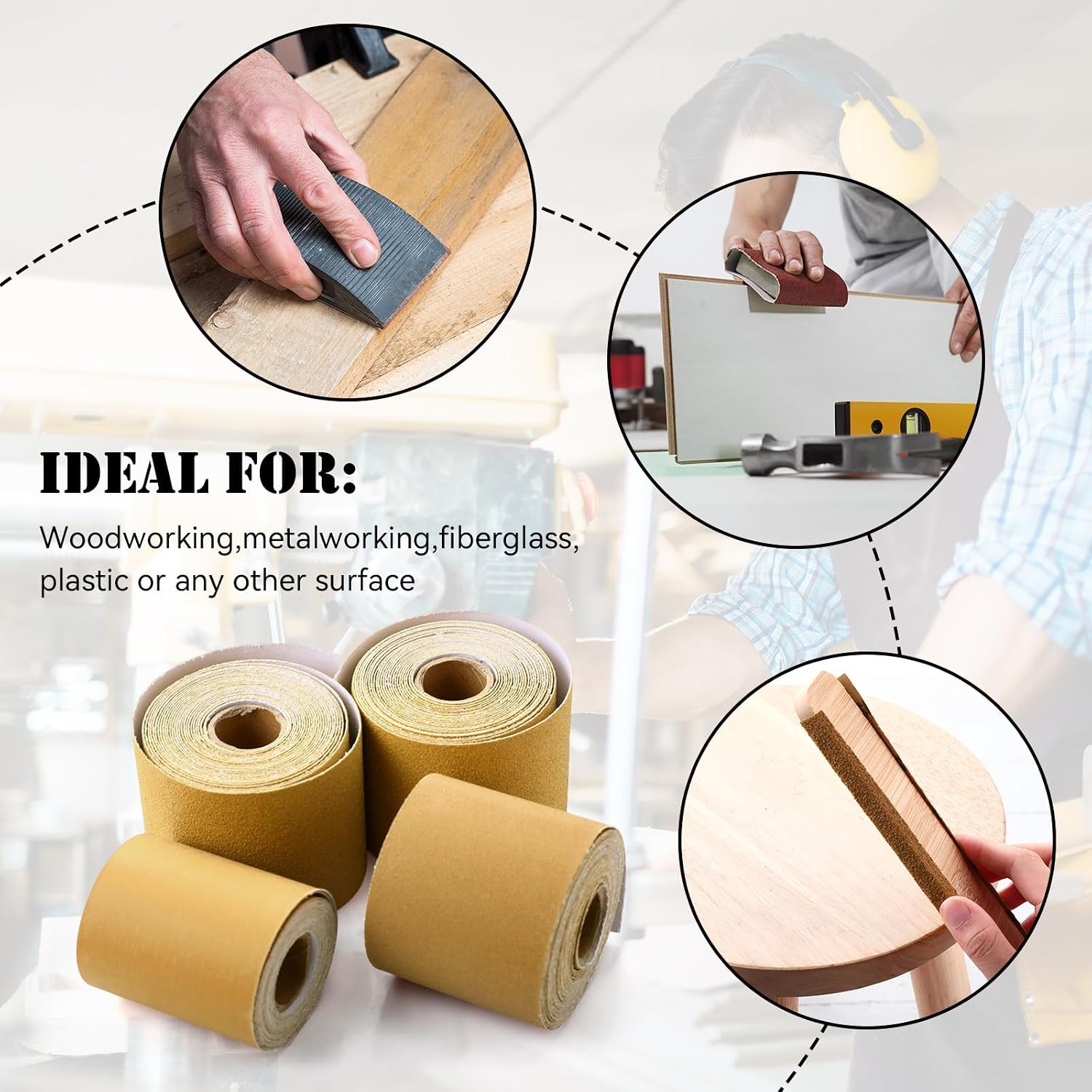 8 Rolls 40 Yards 80, 120, 220, 320 Grit Continuous Sandpaper Roll 2-3/4″ Wide