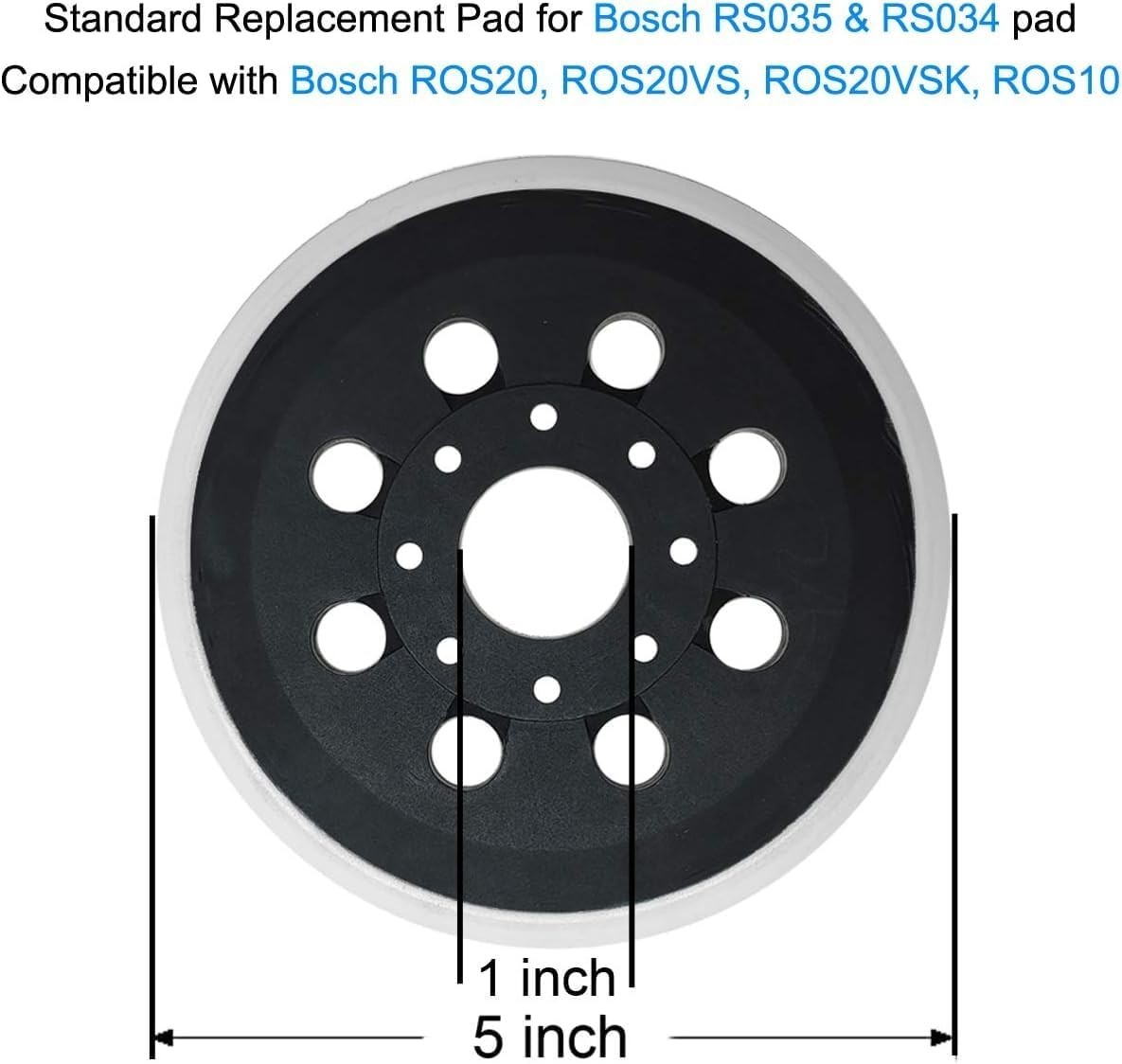 2 Pack 5 Inch 8 Hole Hook & Loop Replacement Sander Pad for 5″ Bosch ROS20VS,