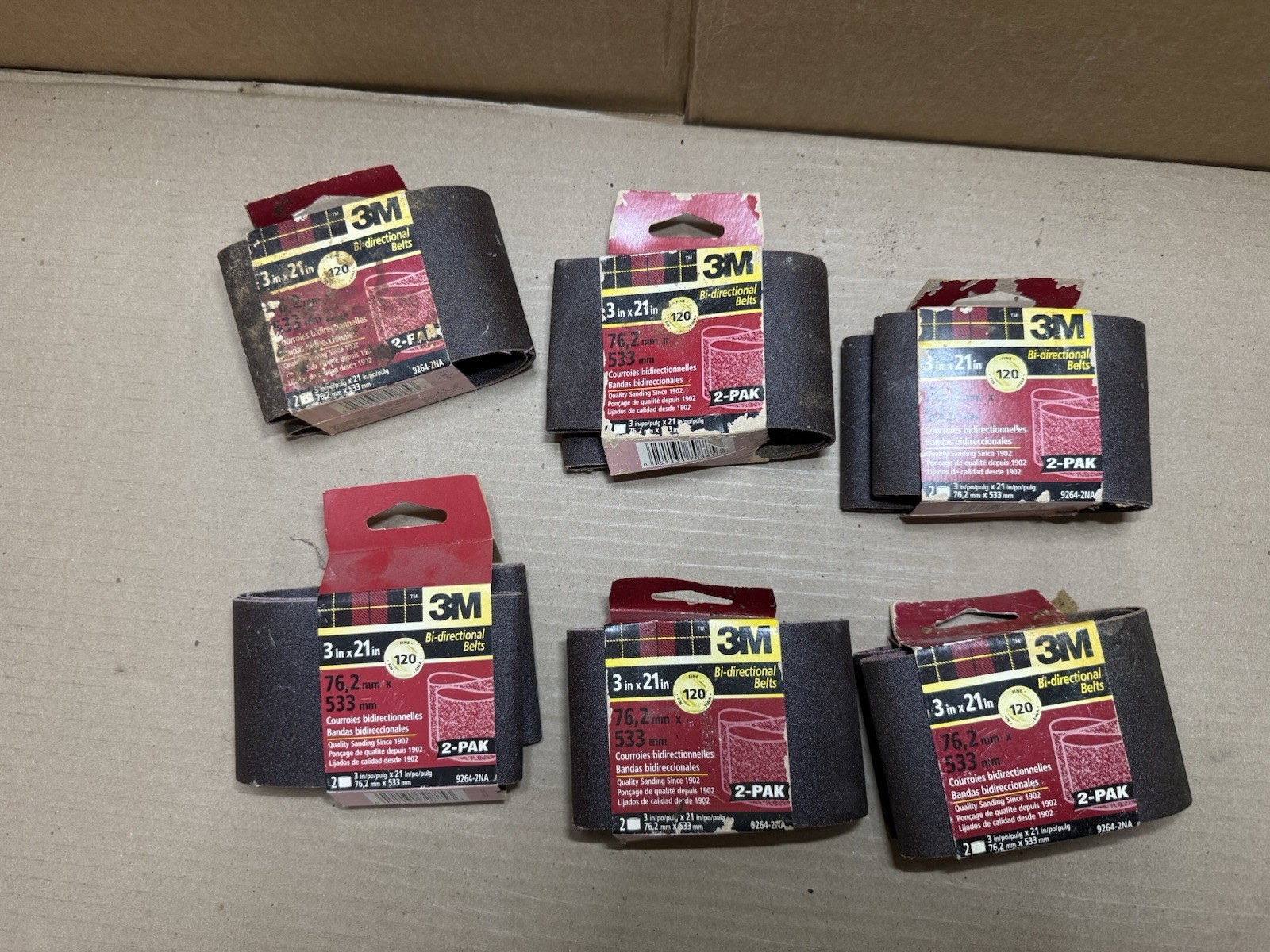 3M 3×21 in. Bi-Directional Sanding Belts 12 pcs Total 120 Grit