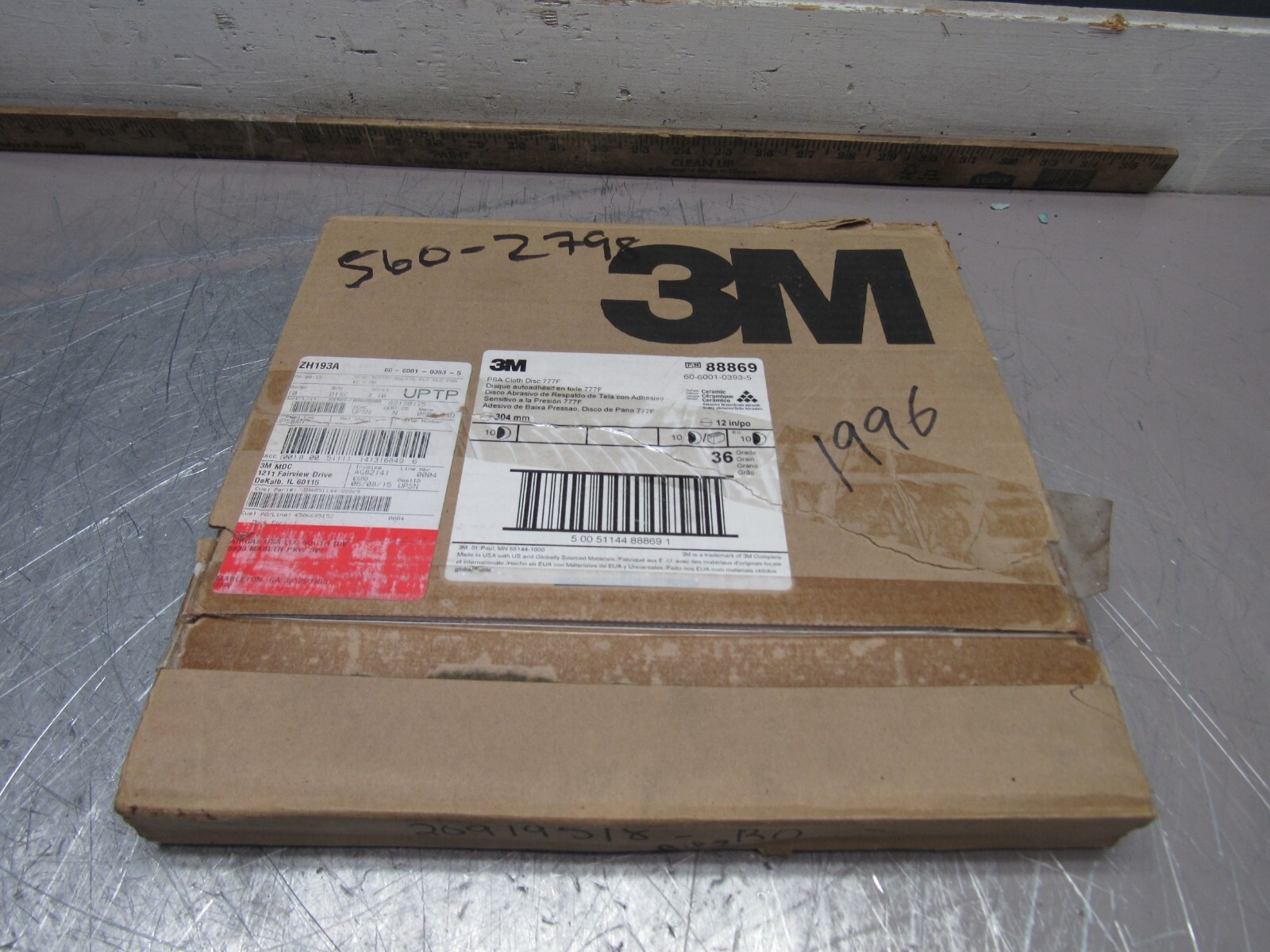 PACK OF 10-QTY 3M PSA CLOTH DISC 777F 36-GRIT 12″ CERAMIC PN#88869 NEW IN BOX !!