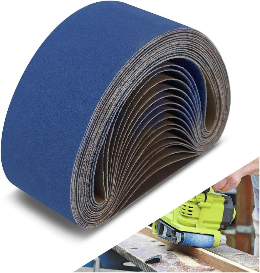 3 X 21 Inch Sanding Belts, 16 Pcs Assorted Grits (60/80/120/240), Zirconia Sandi