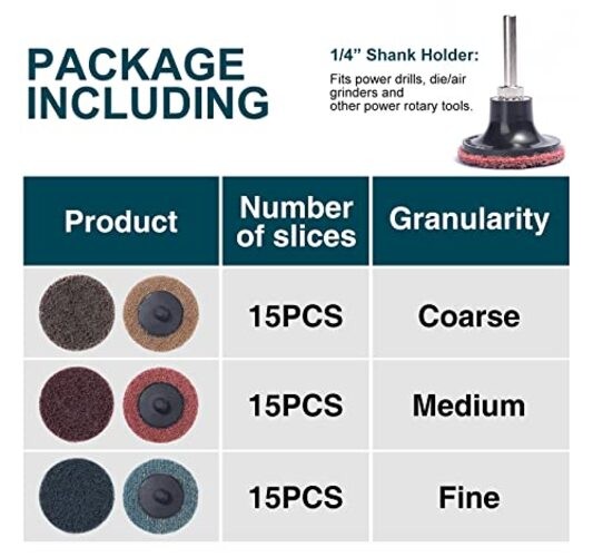 46PCS Sanding Discs Quick Change Discs 1pcs 1/4” 46PCS Sading Discs 2 Inch