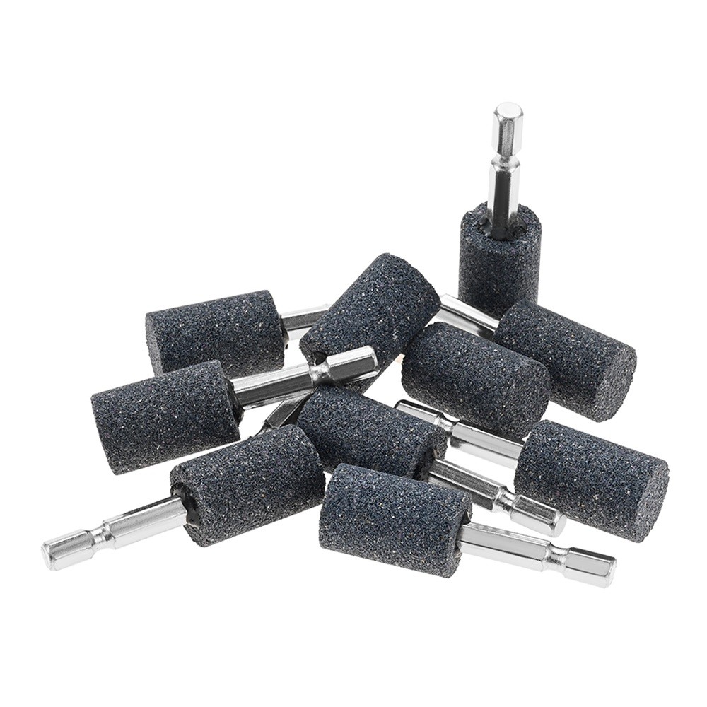 10x 1/4” Hex Shank Abrasive Stone Aluminum Oxide Cylinder Shape Grinding Stones