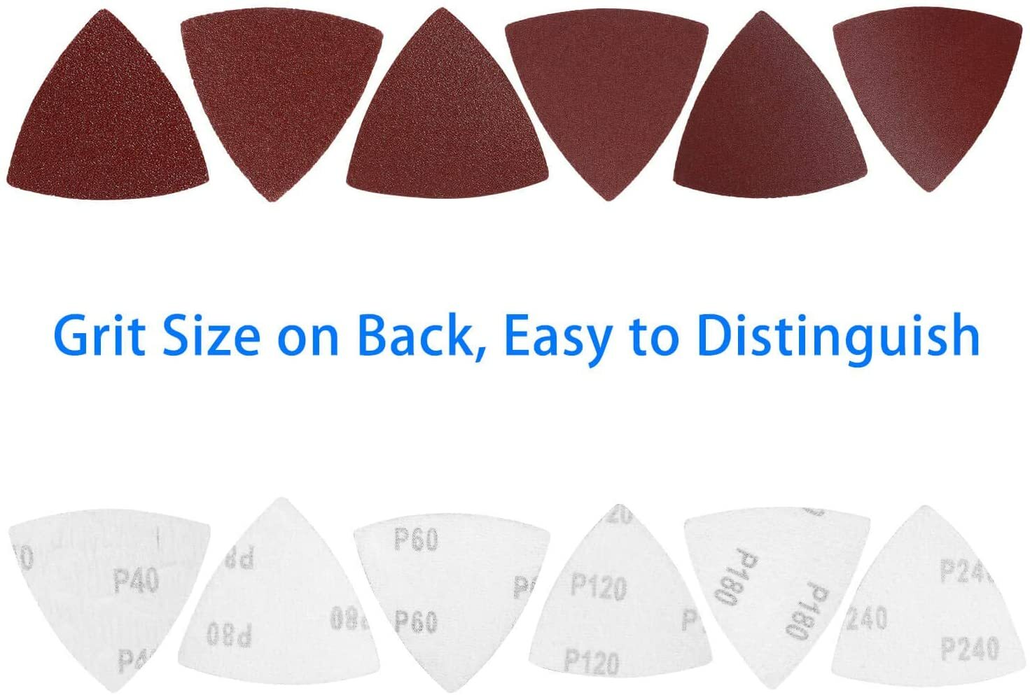 100PCS Triangle Sanding Pads for Oscillating Multi-Tool Hook Loop Sandpaper Disc