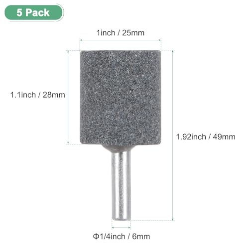 -Pack Abrasive Mounted Stone Grinding Bits, 1/4 in(6mm) Shank Aluminum 25mm 5