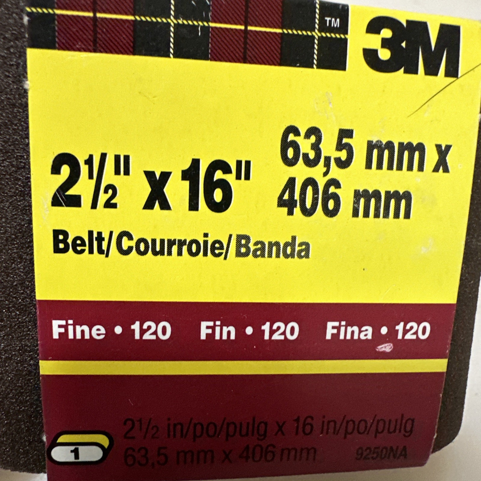 3M Sanding Belts 2.5″x16″ 120 Grit Fine (1) Pack 9250NA, New Free Shipping