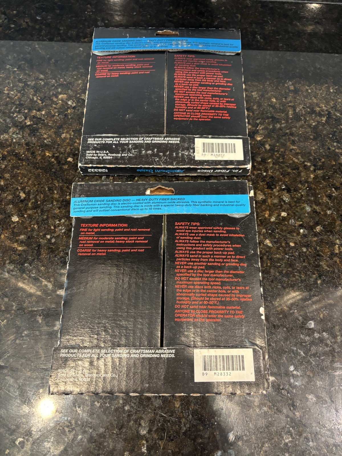 Sears Craftsman Aluminum Oxide 7” Fiber Discs 9 28332 – 36 Grit – Lot Of 2