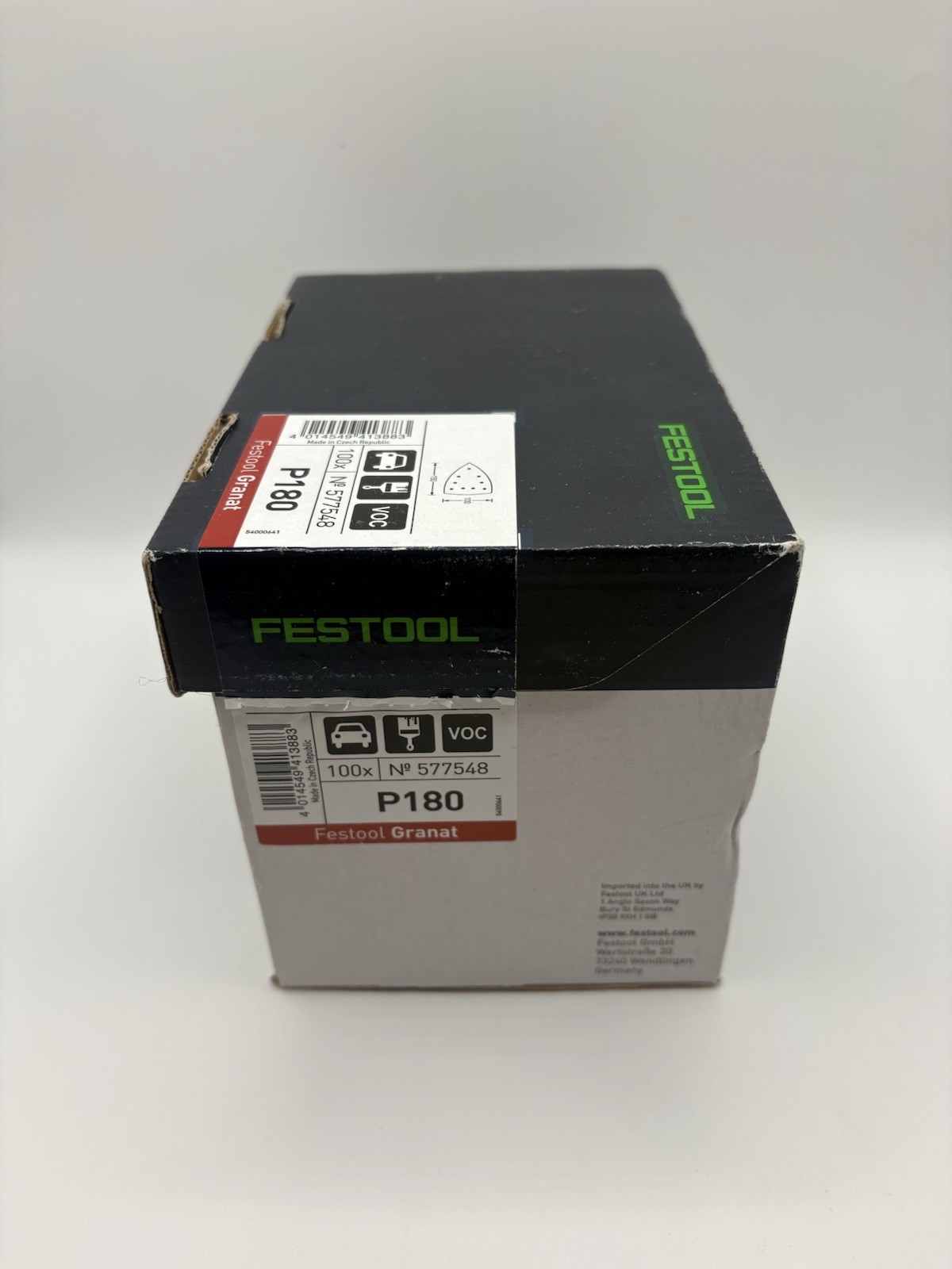 Festool Granat P180 Sandpaper Sheets 100x150mm Gray 100 Pack