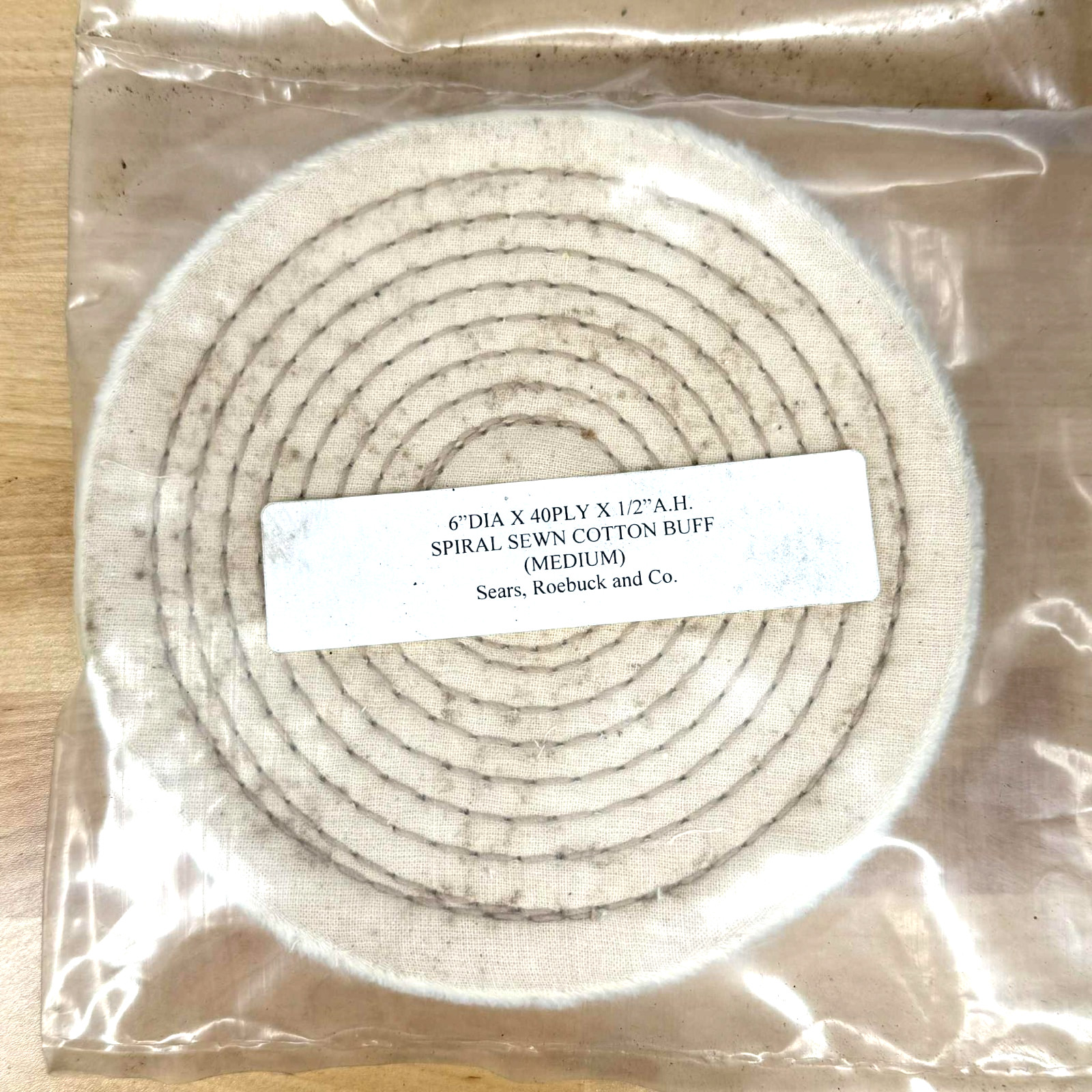 Sears Craftsman 6″ Buffing Wheel 1/2″ Arbor Hole 40Ply Cotton Buff Coarse New