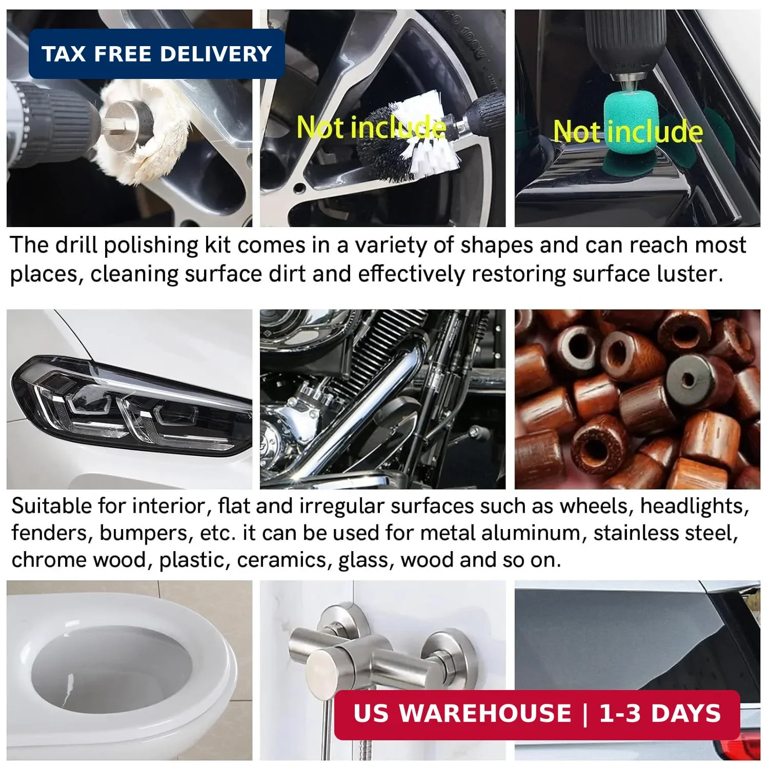 Unicaravan Aluminum Wheel Polishing Kit for Drill Buffing Wheel for Car Motorcyc