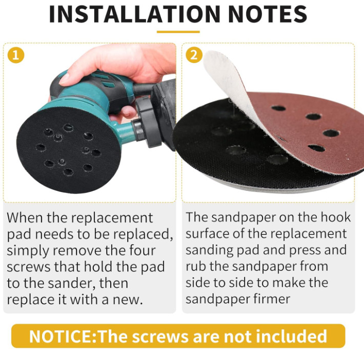 Sander Pad for Dewalt, 2 Pack 5″ 8 Hole Hook and Loop Orbital Sander Metal Pad