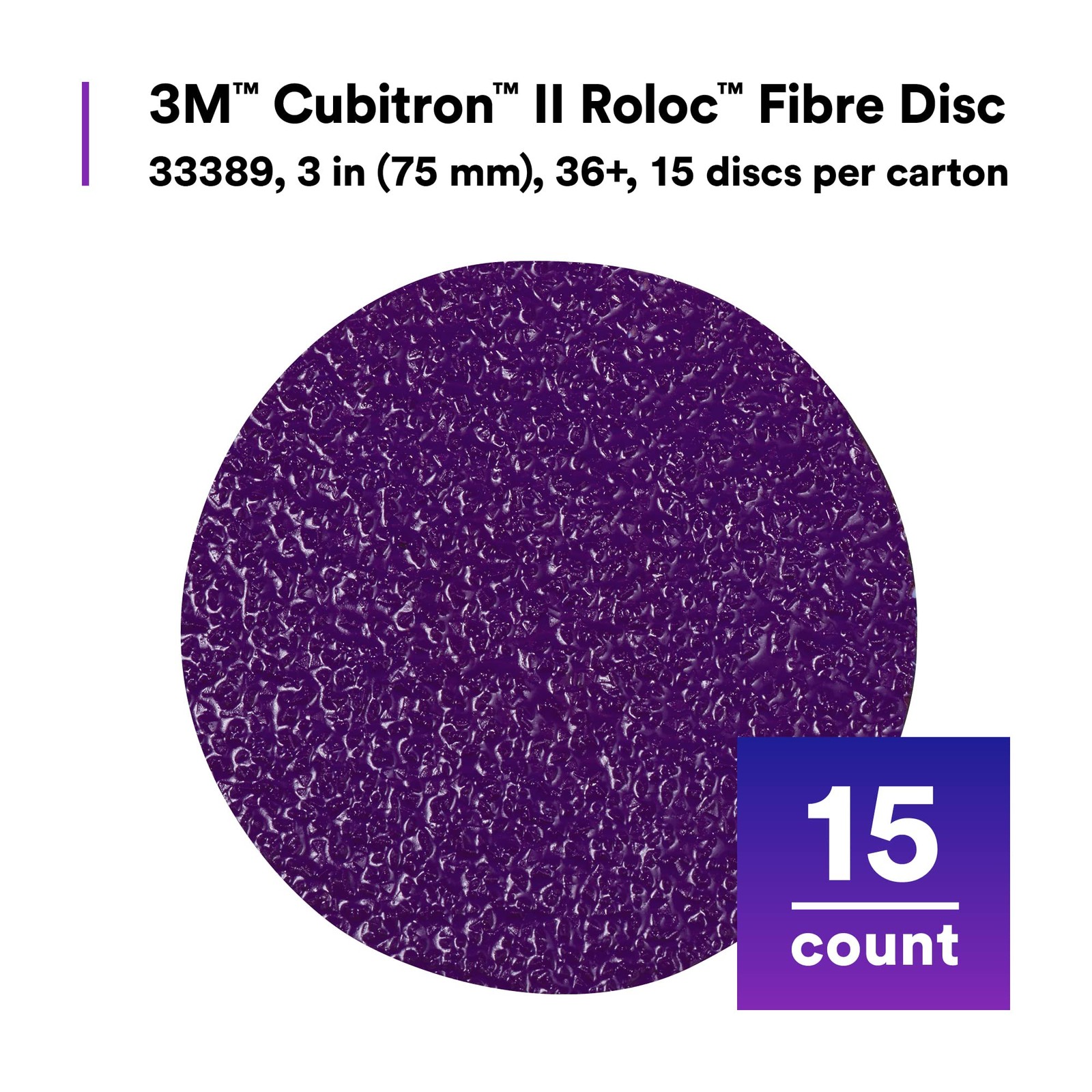3M Cubitron Ii Roloc Fibre Disc 786C 33389 3 In 36 Grit 15 Pack High