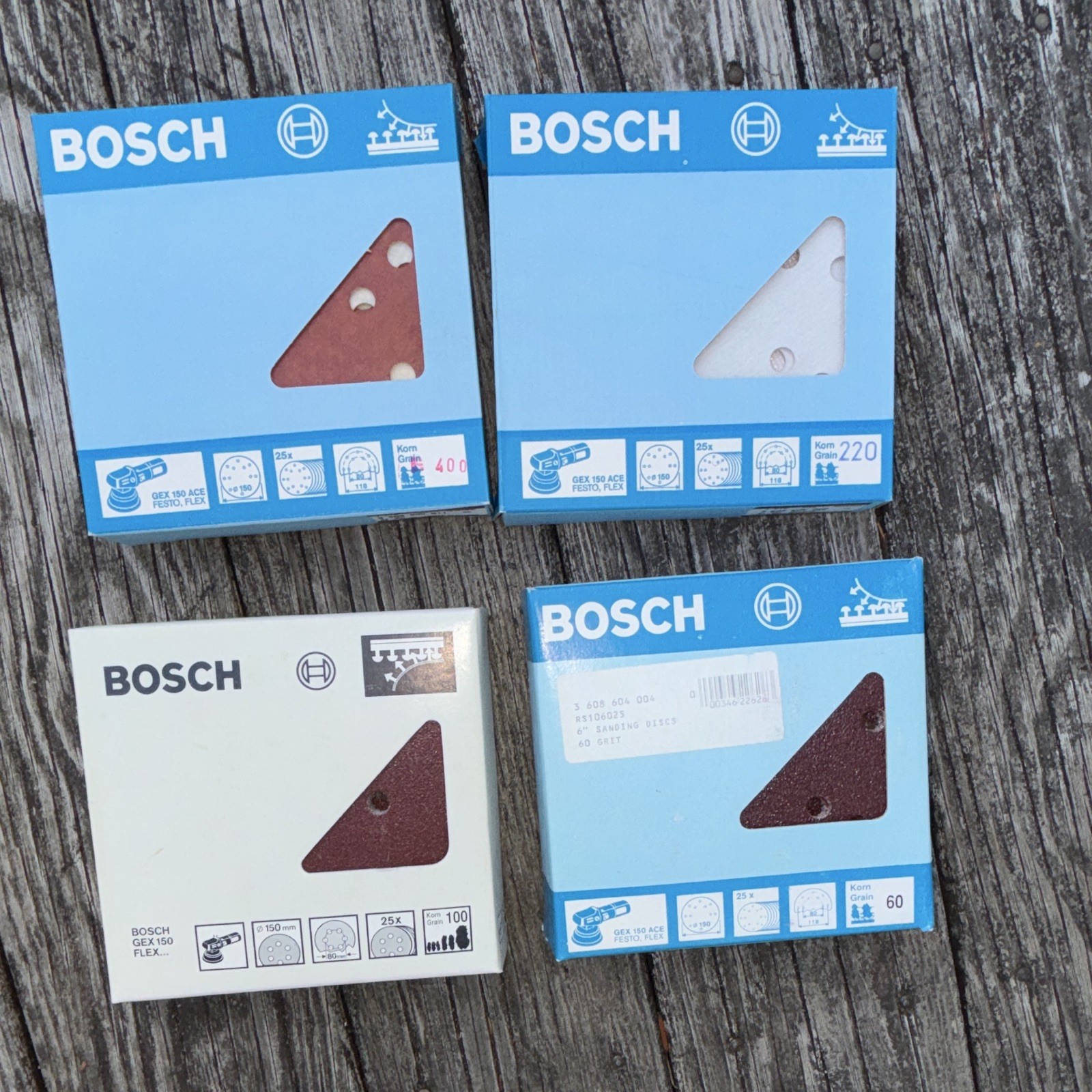 Bosch GEX 150 160mm Sanding Discs Assorted Grit 40-220 LOT OF 20