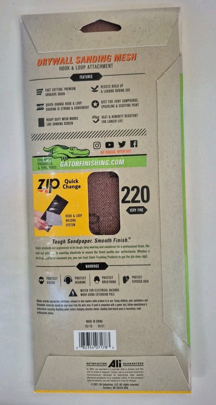 Gator Very fine 220 -Grit Sheet Sandpaper New Free Ship