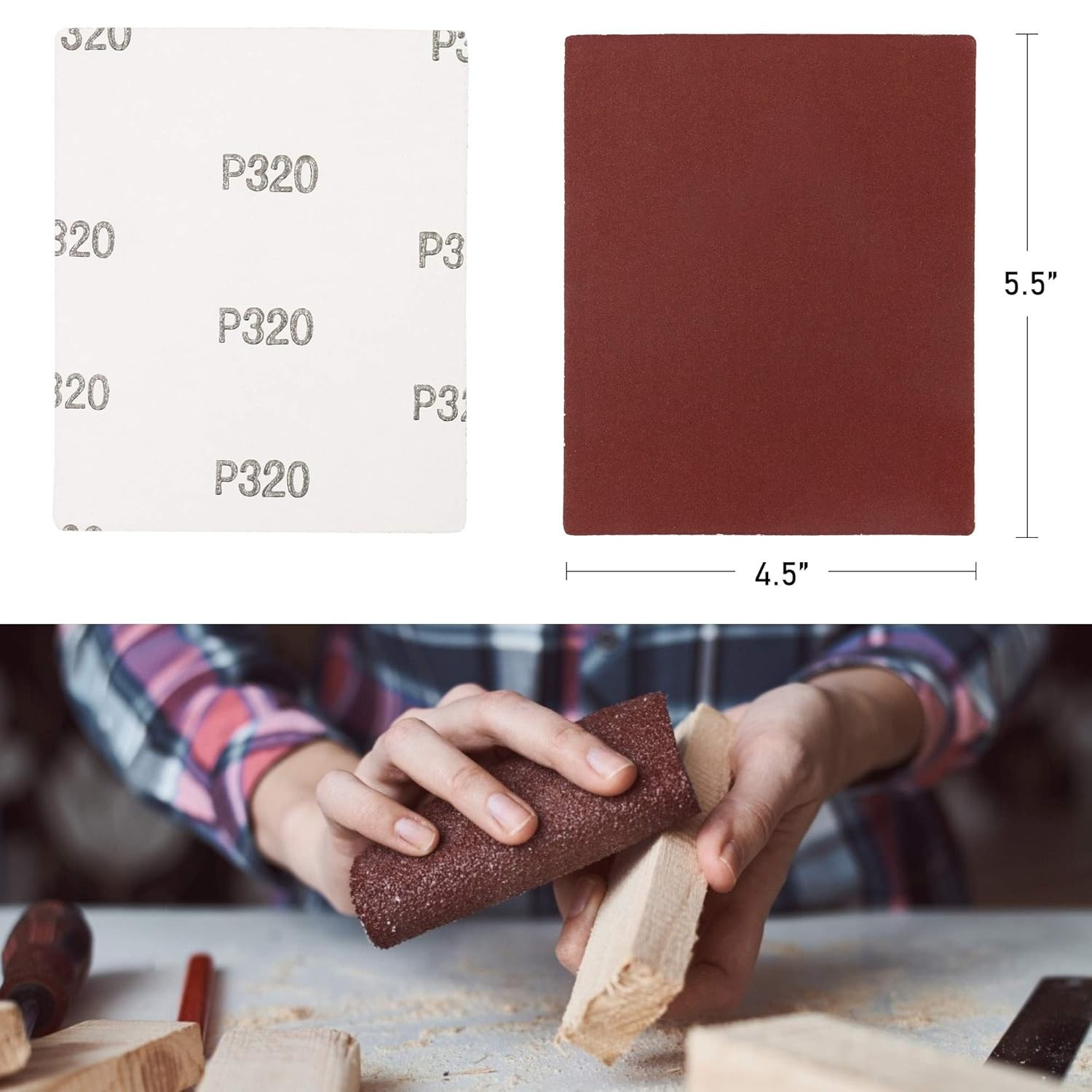 LotFancy 1/4 Sheet Sandpaper for Palm Sander, 50PCS 4.5in x 5.5in, Assorted