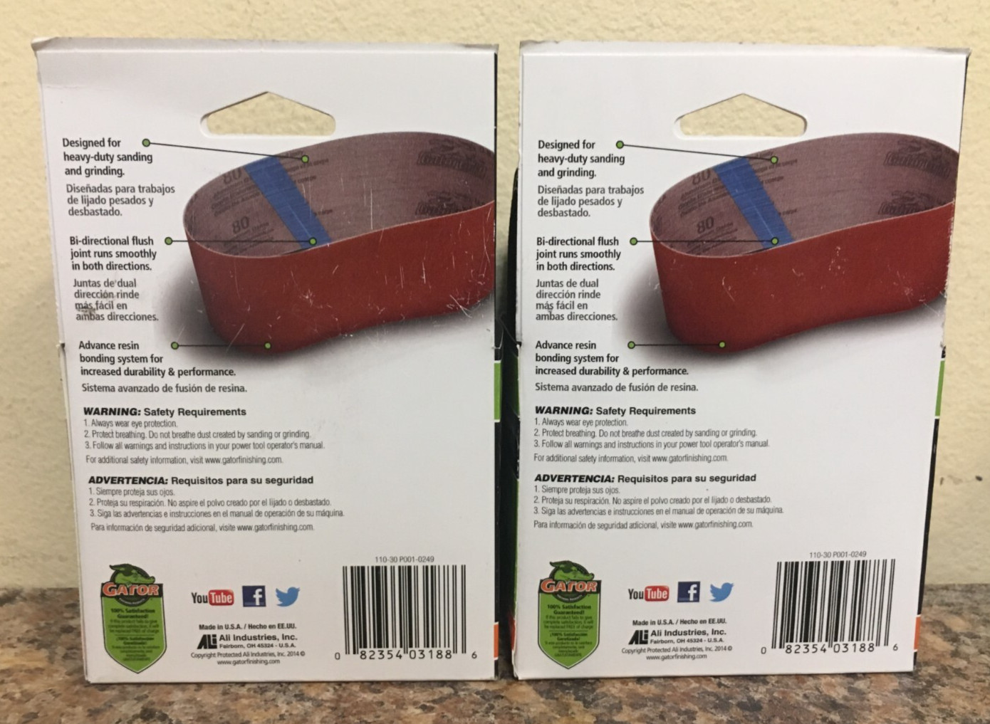 Gator 3188 4 in. x 24 in. 40 Grit Extra Coarse Sanding Belts 2 Pks of 2 Pcs.