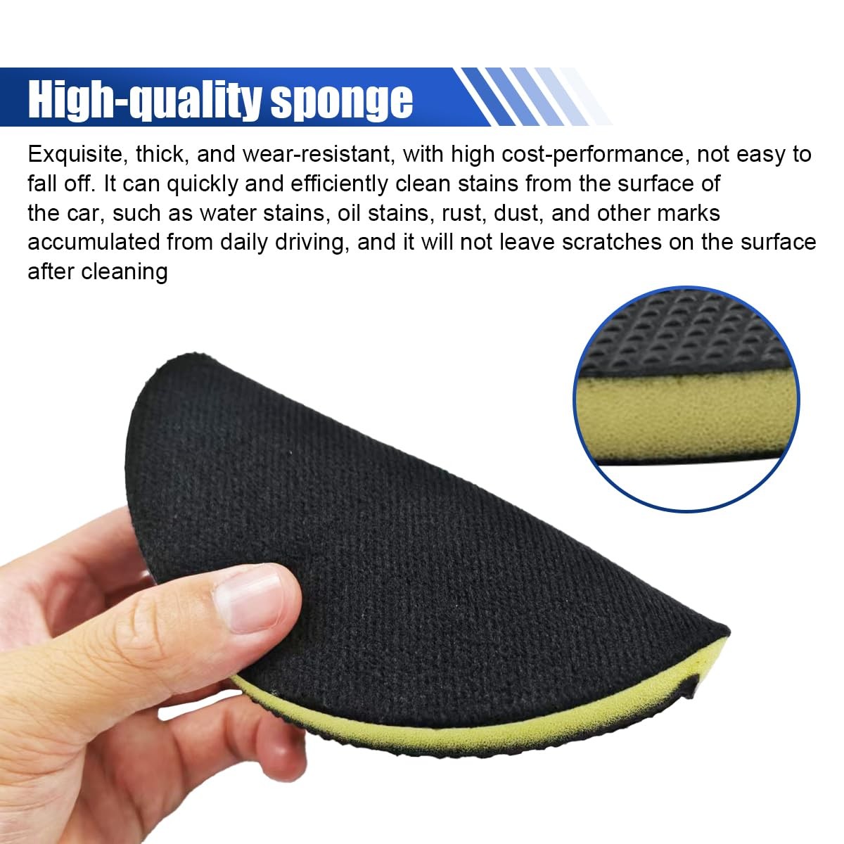 UHANBUT Fine Grade Car Clay Bar Pad, 5.82” Wipe Foam Pads, DA 2PCS, Black