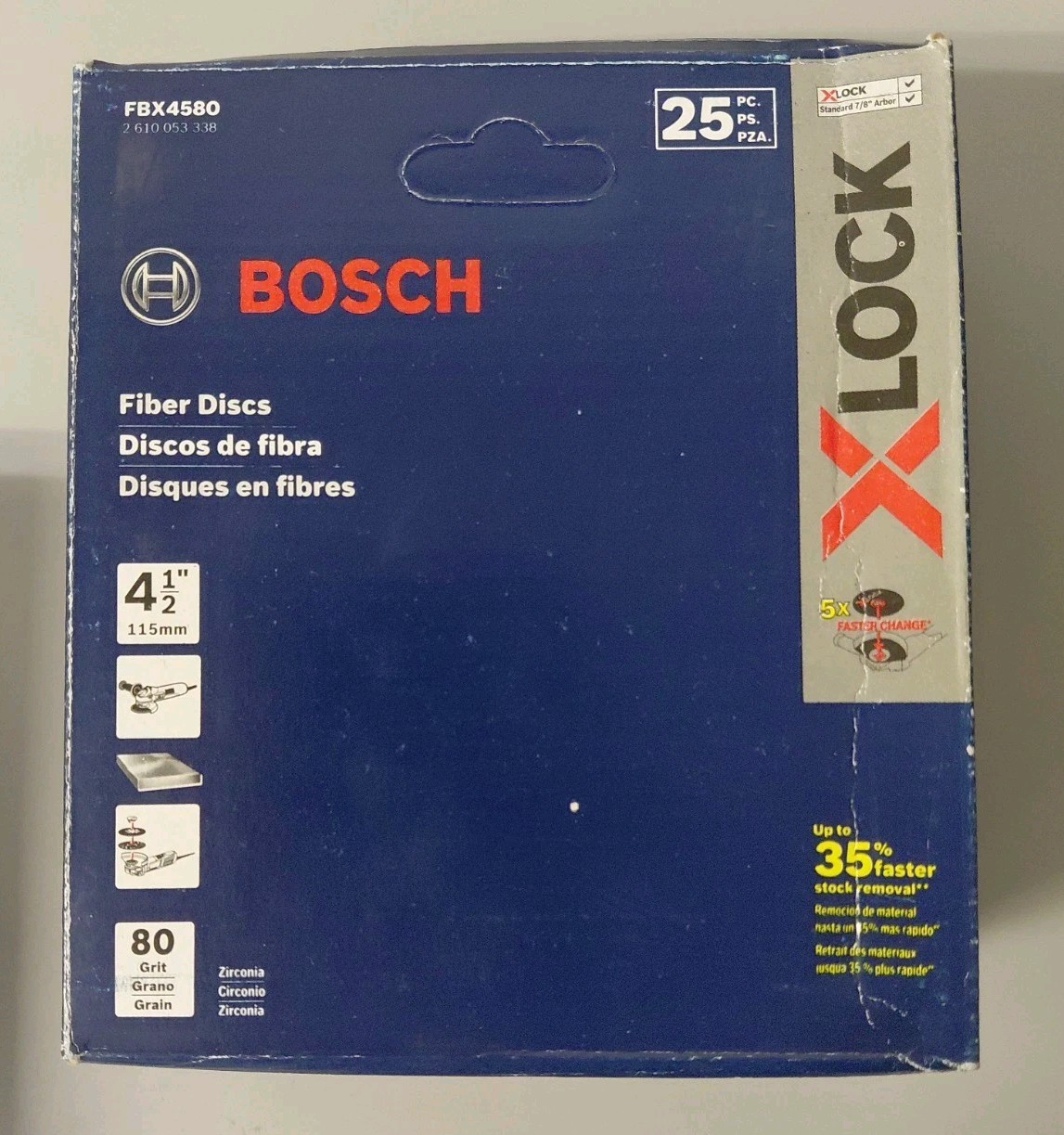 2 Boxes Of 25 Bosch Fiber Discs 4-1/2″ 80 Grit