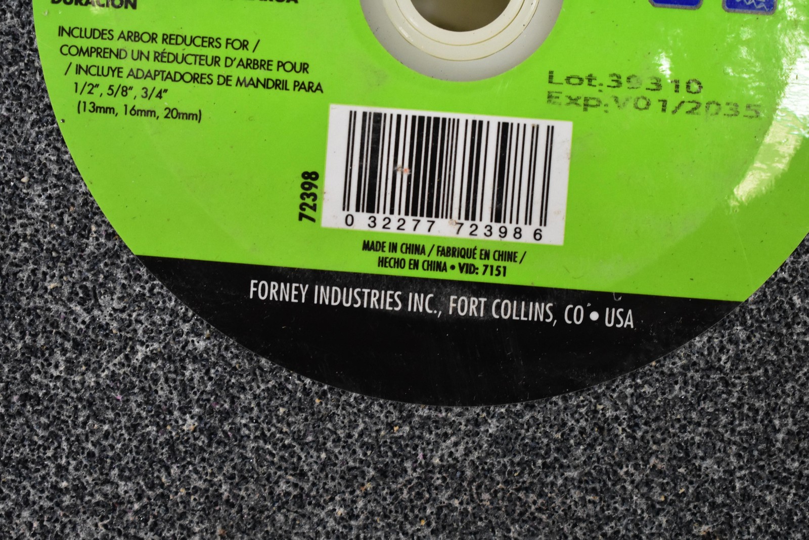 Forney Bench Grinder Grinding Wheel 8 x 1 x 1 in 36 Grit Coarse 3600 RPM 72398