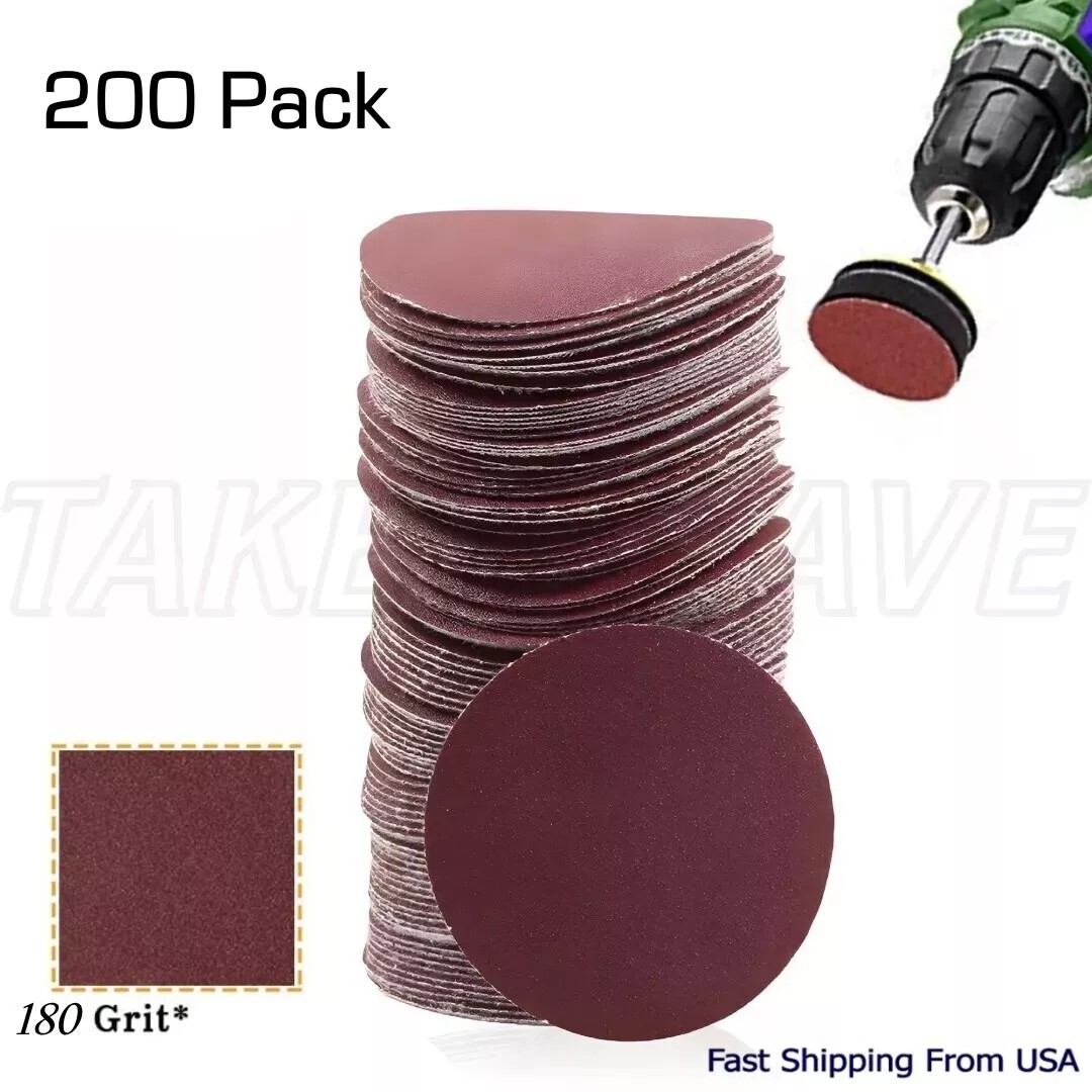 2 inch Hook and Loop Sanding Discs / 200 Pack / 180 Grit