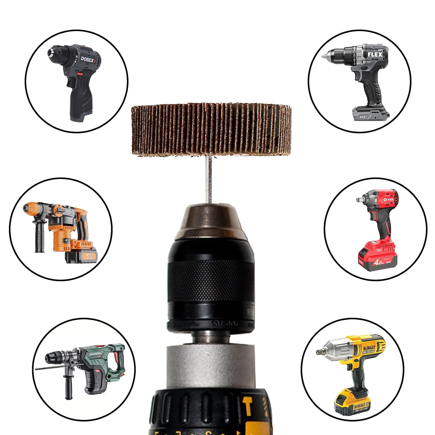 20 Pcs 10 Sizes Abrasive Flap Wheel Sander Set, 80 Grit Sanding Flap