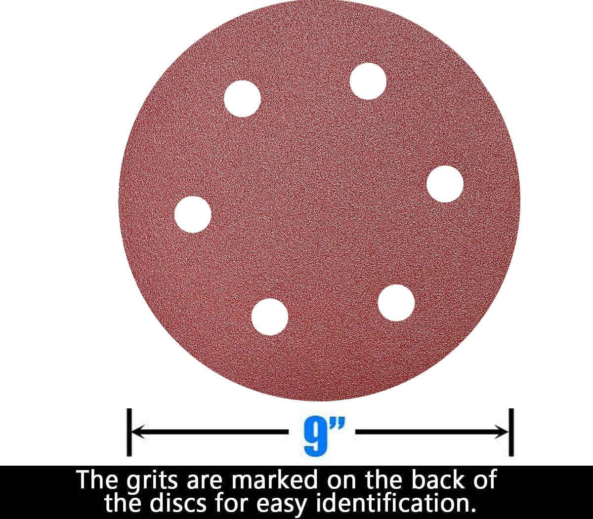50 PCS 9 Inch 6 Hole 60 Grit Drywall Sanding Discs – 9″ Hook & Loop Aluminum