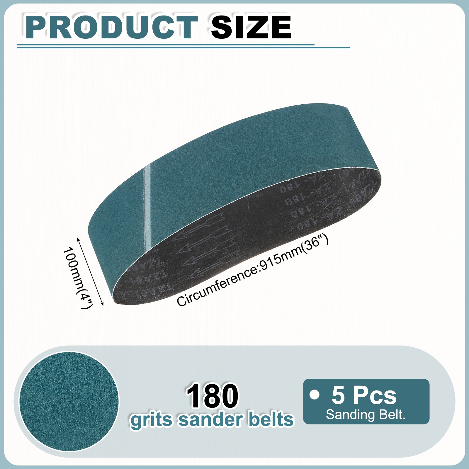 4 x 36 Inch Sanding Belts, 5 Pcs 180 Grit Zirconia Belt